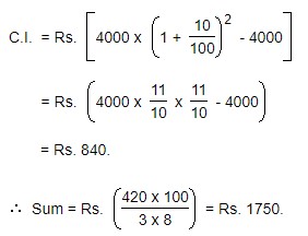 The sum placed on simple interest is